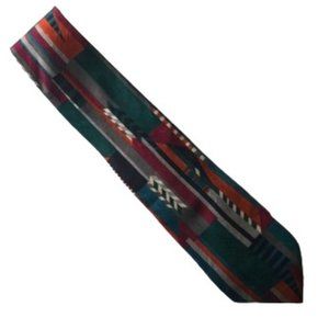 Vibrant Halston III 100% Italian Silk Tie - Abstract Print Multi-Color